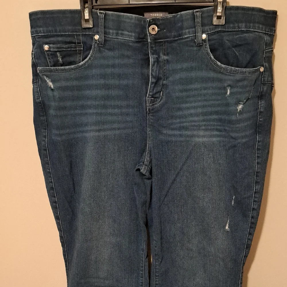 Torrid Dark Blue Distressed Jeans. Size 24T. - Picture 1 of 9